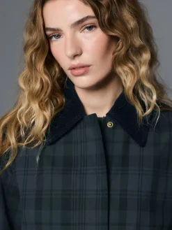 Next Navy Blue Check Hertiage Cord Collar Jacket Discount