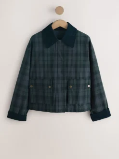 Next Navy Blue Check Hertiage Cord Collar Jacket Discount