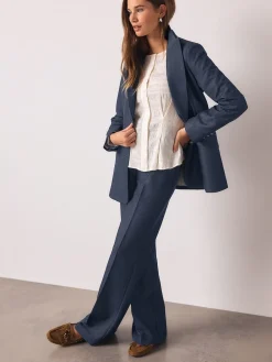 Next Navy Blue Denim Look Slim Flare Trousers Best