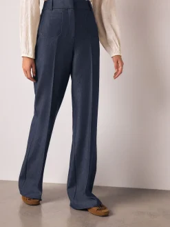 Next Navy Blue Denim Look Slim Flare Trousers Best