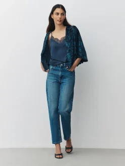 Next Devore Short Sleeve Cover Up Navy Blue Outlet