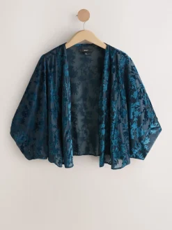 Next Devore Short Sleeve Cover Up Navy Blue Outlet