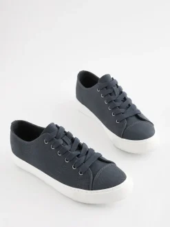 Next Extra Wide Fit Patent Baseball Trainers Navy Blue Best