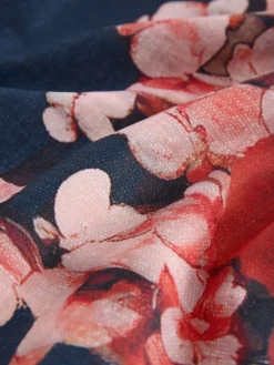 Next Navy Blue Floral Shaping Tummy Control Bandeau Swimsuit Outlet