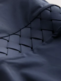 Next Navy Blue High Neck Lattice Tummy Control Swimsuit Hot