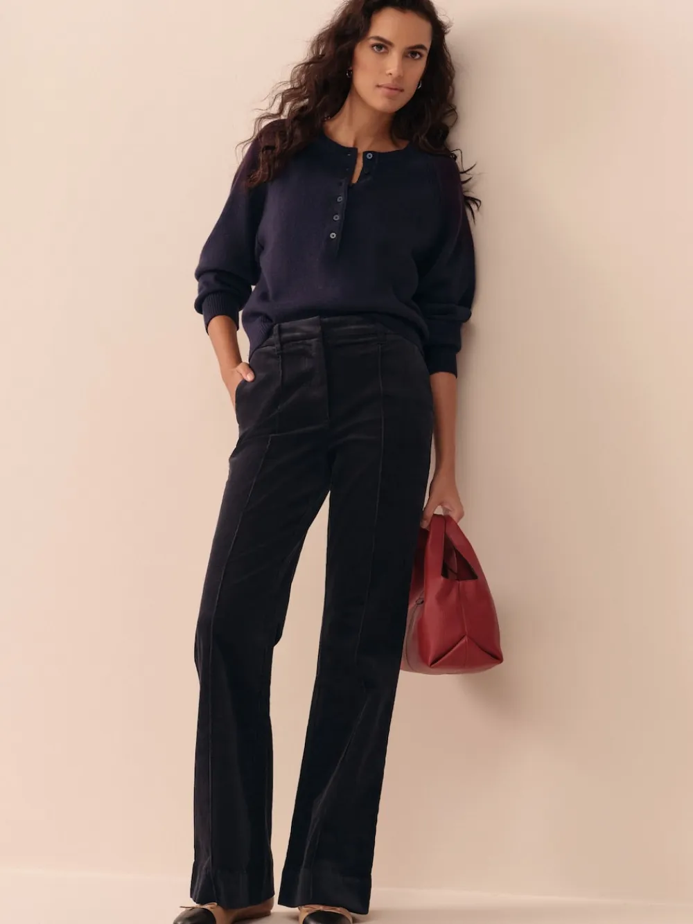 Next N. Premium Cord Bootcut Trousers Navy Blue Sale