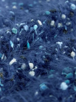 Next Fuzzy Texture V-Neck Knitted Jumper Navy Blue Neppy Clearance