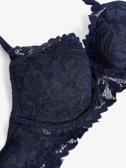 Next Navy Blue Pad Balcony Lace Ultimate Comfort Bra Outlet