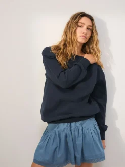 Next Navy Blue Relaxed Fit Essentials Longline Sweatshirt with Pockets Best