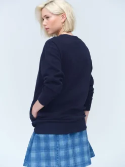 Next Navy Blue Relaxed Fit Essentials Longline Sweatshirt with Pockets Best