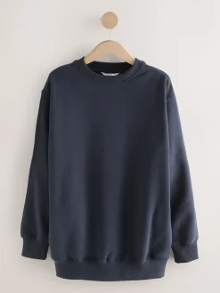 Next Navy Blue Relaxed Fit Essentials Longline Sweatshirt with Pockets Best