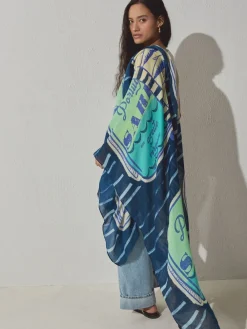 Next Navy Blue Sardine Print Lightweight Scarf Clearance