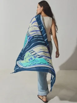 Next Navy Blue Sardine Print Lightweight Scarf Clearance