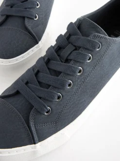 Next Standard Fit Patent Baseball Trainers Navy Blue