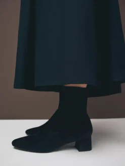 Next Motionflex Block Heeled Sock Boots Navy Blue Suede Sale