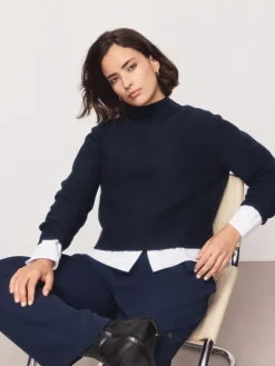 Next Supersoft High Neck Seam Detail Jumper Navy Blue New