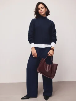 Next Supersoft High Neck Seam Detail Jumper Navy Blue New