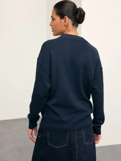 Next Navy Blue Supersoft V-Neck Cardigan With Pockets Sale