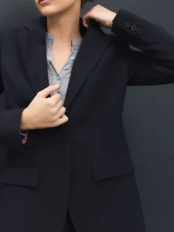Next Tailored Single Breasted Blazer With Wool Navy Blue Sale