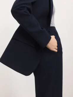 Next Tailored Single Breasted Blazer With Wool Navy Blue Sale