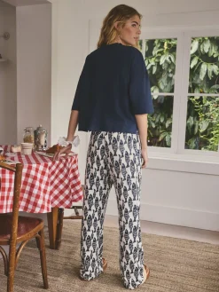 Next Navy Fish Cotton Short Sleeve Pyjamas Online