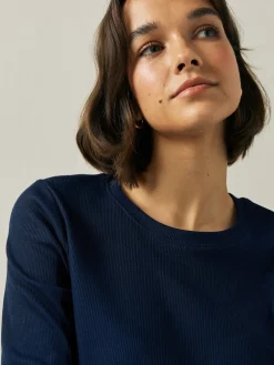 Next Navy Geo Ribbed Long Sleeve Pyjamas Sale