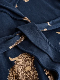 Next Navy Hamish The Highland Cow Cosy Lightweight Dressing Gown Best