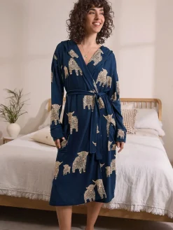 Next Navy Hamish The Highland Cow Cosy Lightweight Dressing Gown Best