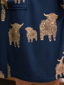 Next Navy Hamish The Highland Cow Cosy Lightweight Dressing Gown Best