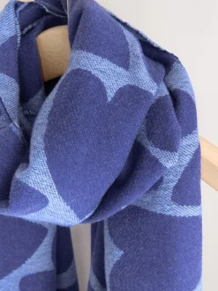 Next Navy Heart Print Midweight Scarf Outlet