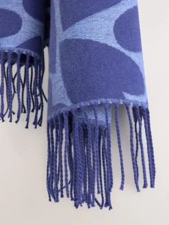 Next Navy Heart Print Midweight Scarf Outlet