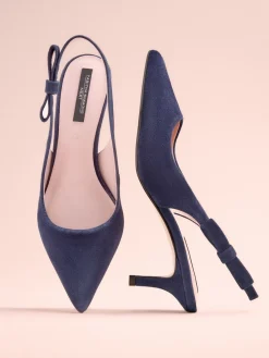 Next Tabitha Simmons x Dela Slingback Point Heels Navy Leather Best