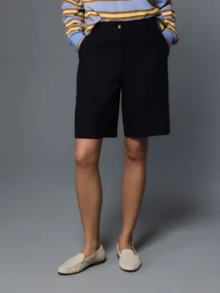 Next Linen Blend Knee Shorts Navy Hot