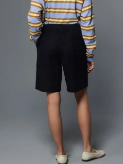 Next Linen Blend Knee Shorts Navy Hot