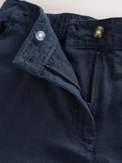 Next Linen Blend Knee Shorts Navy Hot