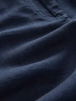 Next Linen Blend Knee Shorts Navy Hot