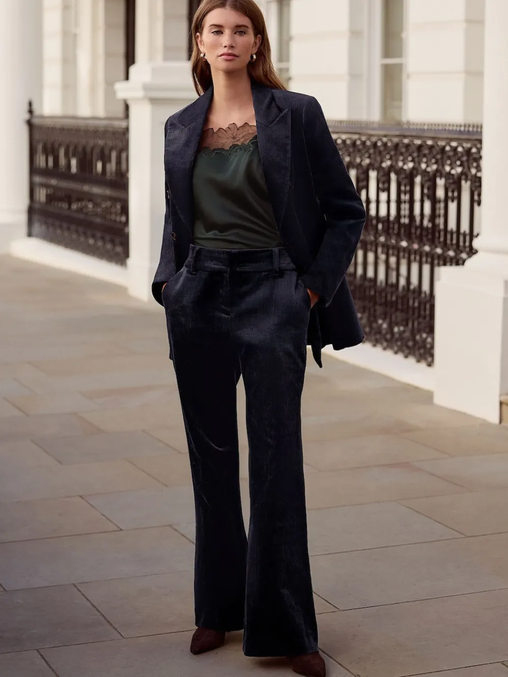 Next Navy N. Premium Cord Bootcut Trousers Sale