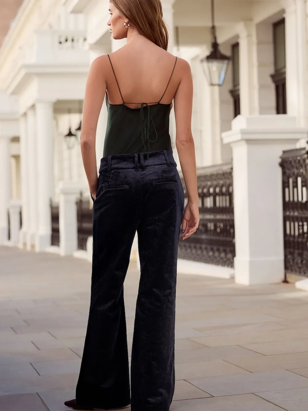 Next Navy N. Premium Cord Bootcut Trousers Sale