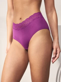 Next Midi Cotton Lace Knickers 4 Pack Navy Paisley Clearance