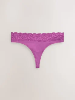 Next Navy Paisley Thong Cotton Lace Knickers 4 Pack Sale