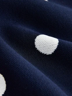 Next Smart Knit Collared Zip-Up Jacket Navy Polka Dot Outlet