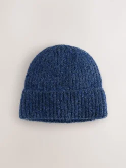 Next Navy Ribbed Beanie Containing Wool Hat Best