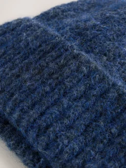 Next Navy Ribbed Beanie Containing Wool Hat Best