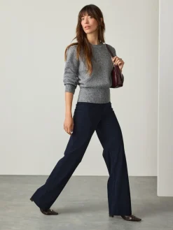 Next Navy Smoothing Cord Wide Leg Trousers Best