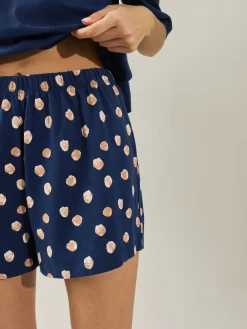 Next Cotton Short Set Pyjamas Navy Spot Discount