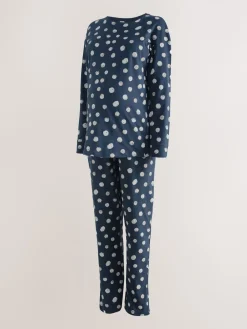 Next Navy Spot Maternity Long Sleeve Pyjamas