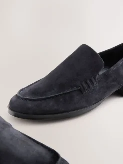 Next Suede Round Toe Clean Loafers Navy Outlet