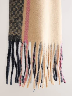 Next Navy Texture Check Midweight Scarf Online