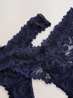Next Navy Thong Ultimate Comfort Lace Knickers 2 Pack Clearance