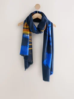 Next Navy Tie Dye Lightweight Scarf Outlet